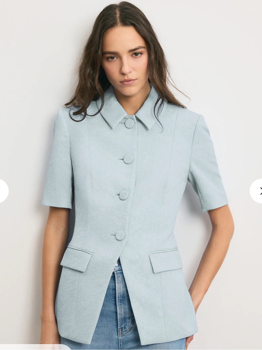 Veronica Beard Pale Blue Bodie Jacquard Jacket - Picture 2 of 8